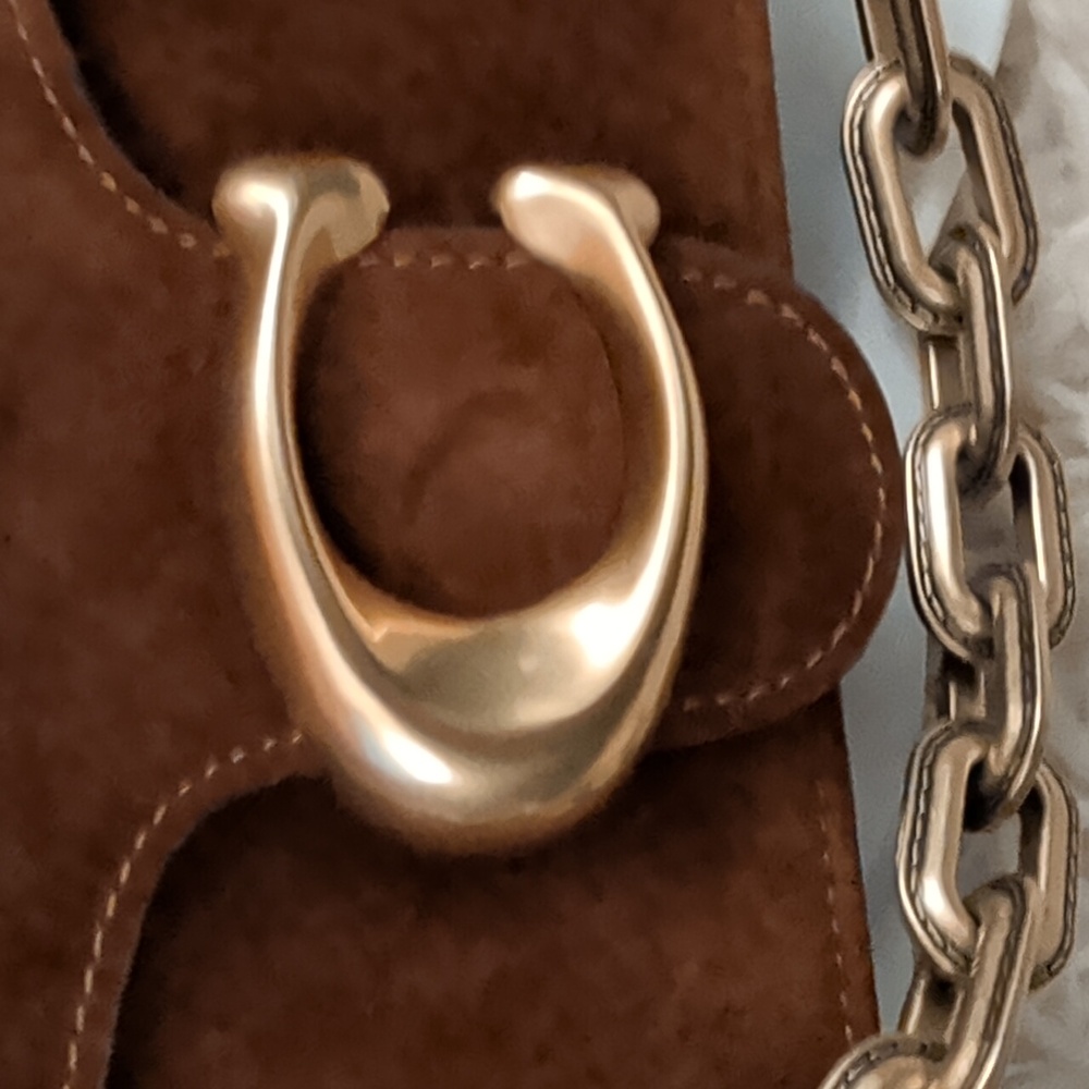 Coach Chain Tabby Shoulder Bag Brown Suede - Picture 4 of 7
